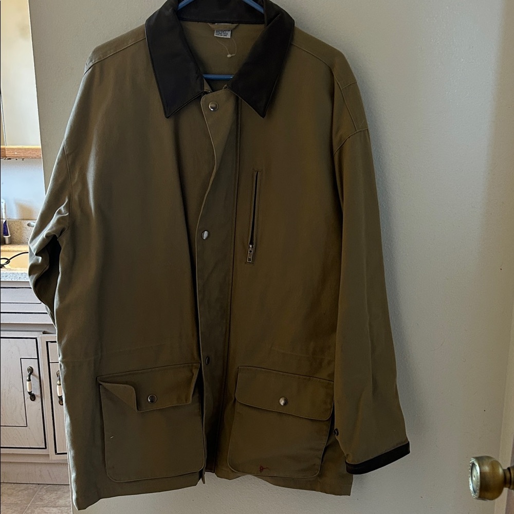 Men's Khaki Jacket with Black Collar